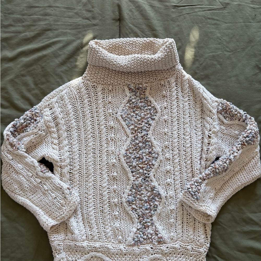 Regatta Hand Knit Sweater Medium Linen Cotton Blend